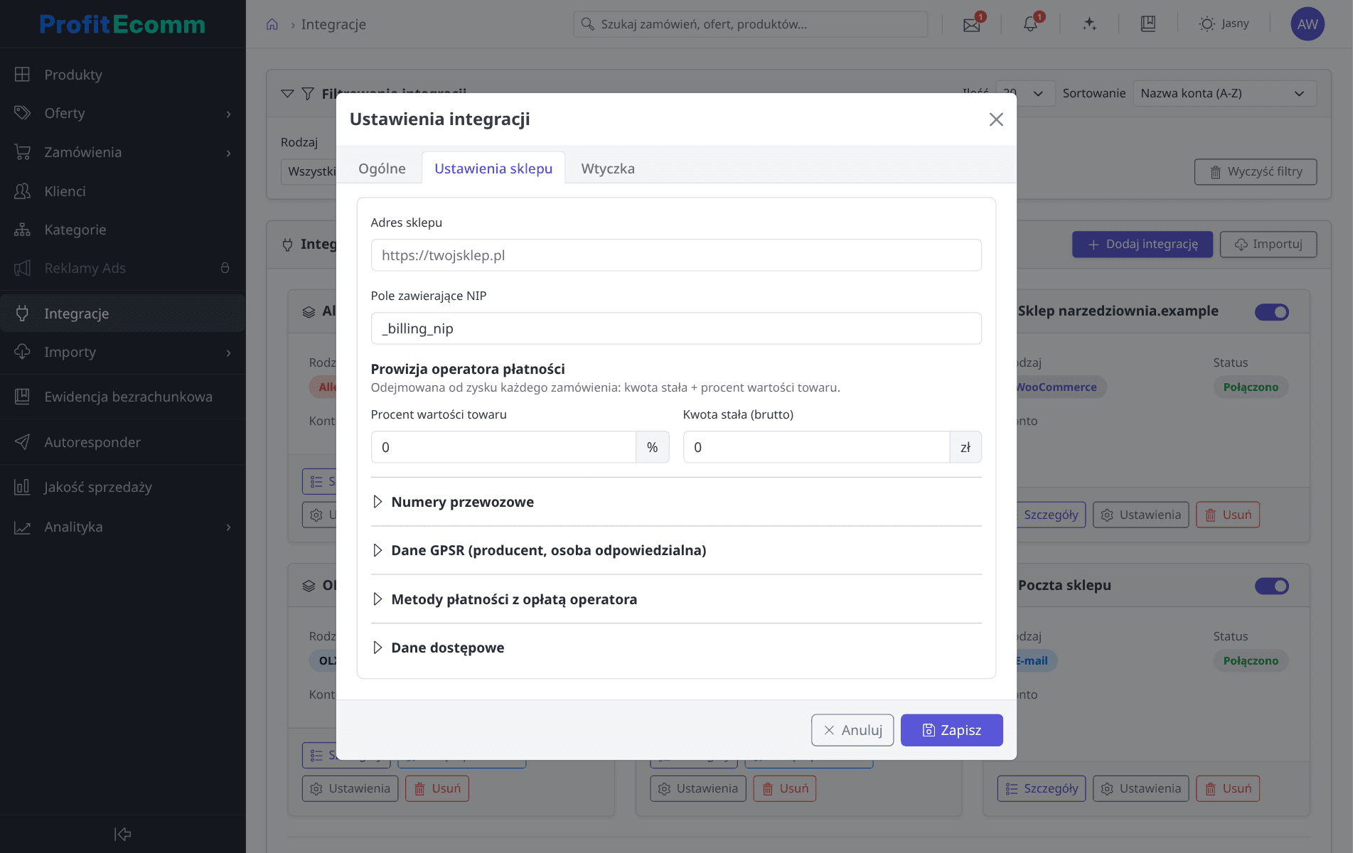 Ustawienia sklepu WooCommerce