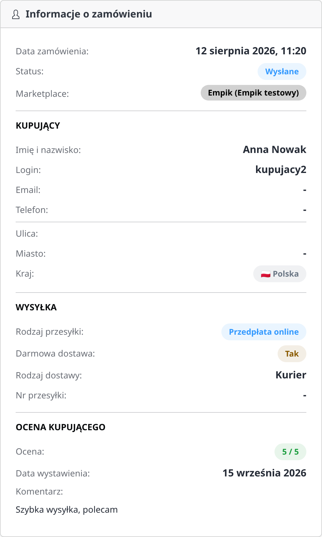 Zamówienie z Empik Marketplace