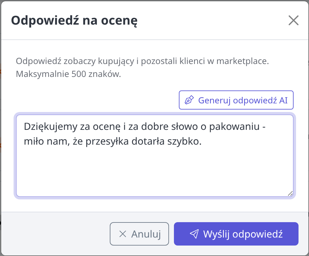 Odpowiedź na ocenę