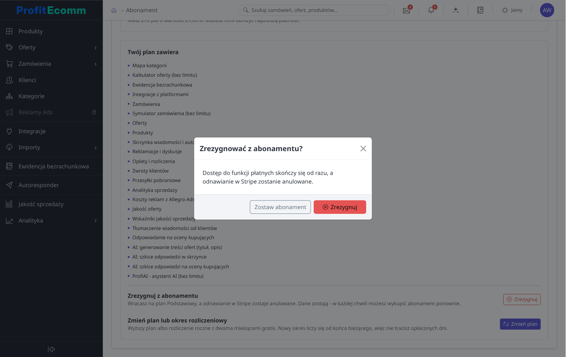 Rezygnacja z abonamentu